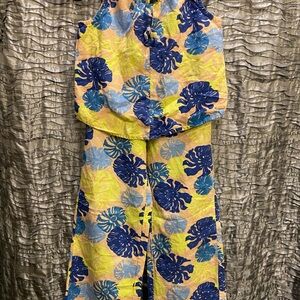 Tahari Blue, Yellow & Light Blue Tropical-Print Kids 2 piece outfit
